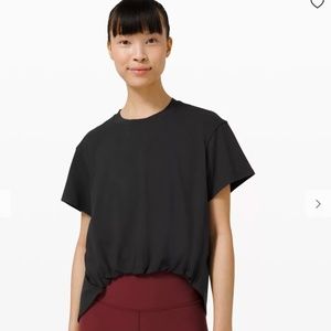 NWT Lululemon LA All Yours Scoop-Front T-Shirt Black Pima Cotton Size 4